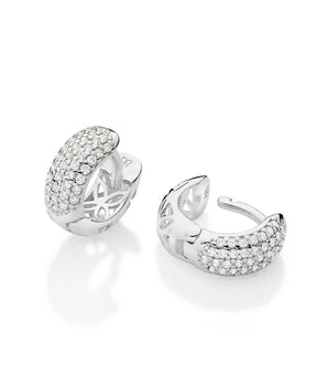 SILVER 925 CLASSIC STUDDED HUGGIE EARRINGS