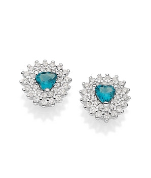 SILVER 925 ILLUMINATED HEART STUD EARRINGS