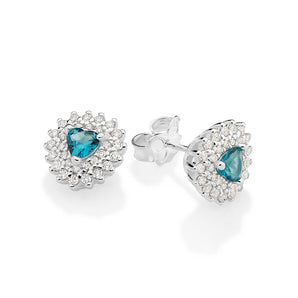 SILVER 925 ILLUMINATED HEART STUD EARRINGS