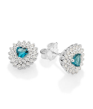 SILVER 925 ILLUMINATED HEART STUD EARRINGS