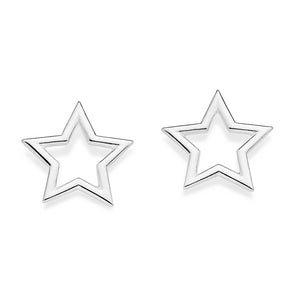 SILVER 925 HOLLOW STAR STUD EARRINGS