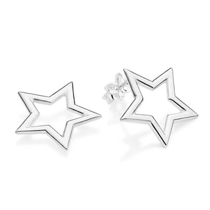SILVER 925 HOLLOW STAR STUD EARRINGS