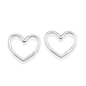 SILVER 925 HOLLOW HEART STUD EARRINGS