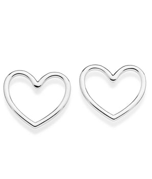 SILVER 925 HOLLOW HEART STUD EARRINGS