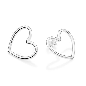 SILVER 925 HOLLOW HEART STUD EARRINGS