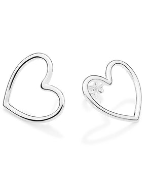 SILVER 925 HOLLOW HEART STUD EARRINGS