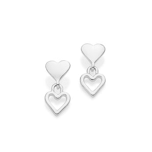 SILVER HEARTS ENTWINED DROP EARRINGS