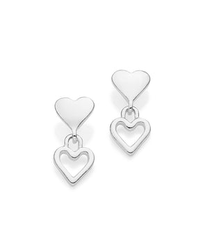 SILVER HEARTS ENTWINED DROP EARRINGS