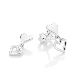 SILVER HEARTS ENTWINED DROP EARRINGS