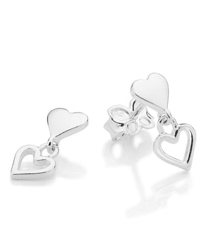 SILVER HEARTS ENTWINED DROP EARRINGS