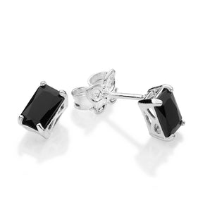 SILVER 925 MEN'S DARK STUD EARRINGS