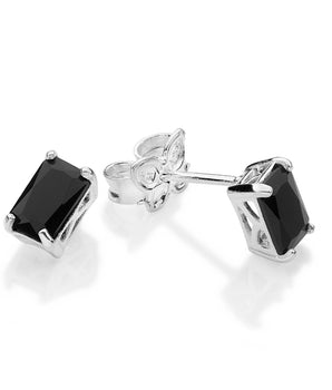 SILVER 925 MEN'S DARK STUD EARRINGS