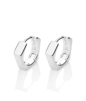 SILVER 925 MEN'S MODERN GEOMETRIC HOOP EARRINGS