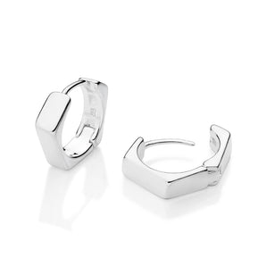 SILVER 925 MEN'S MODERN GEOMETRIC HOOP EARRINGS