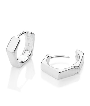 SILVER 925 MEN'S MODERN GEOMETRIC HOOP EARRINGS