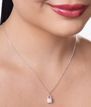 SILVER 925 LOCKED ON YOU NECKLACE
