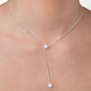SILVER 925 SPARKLING CHAIN TIE NECKLACE