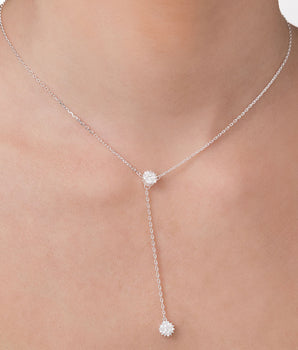 SILVER 925 SPARKLING CHAIN TIE NECKLACE