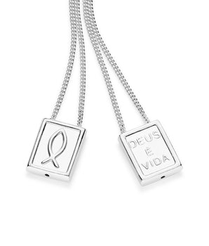 SILVER 925 ICHTHYS SCAPULAR NECKLACE