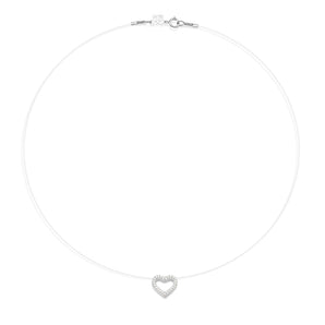 SILVER 925 STUDDED HEART NYLON CHOKER
