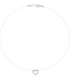 SILVER 925 STUDDED HEART NYLON CHOKER