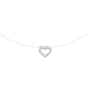 SILVER 925 STUDDED HEART NYLON CHOKER