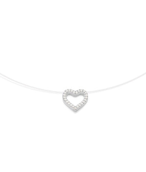 SILVER 925 STUDDED HEART NYLON CHOKER