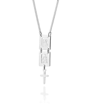 SILVER 925 OUR LADY OF MOUNT CARMEL AND SACRED HEART NECKLACE