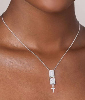 SILVER 925 OUR LADY OF MOUNT CARMEL AND SACRED HEART NECKLACE