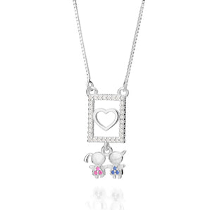 SILVER 925 BOY AND GIRL MOM NECKLACE