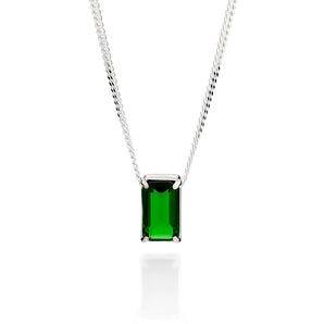 SILVER 925 MEN'S EMERALD PENDANT