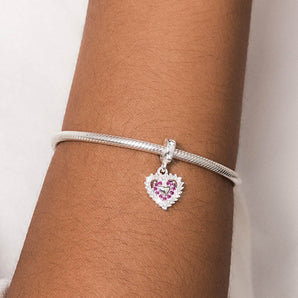 SILVER 925 STUDDED HEART CHARM
