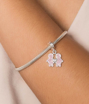 SILVER 925 TWO GIRLS CHARM