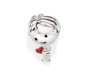 SILVER 925 BOY HOLDING HEART CHARM