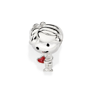 SILVER 925 BOY HOLDING HEART CHARM