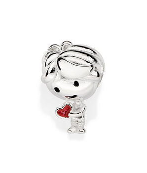 SILVER 925 BOY HOLDING HEART CHARM