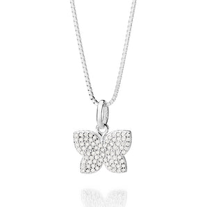 SILVER 925 FULLY STUDDED BUTTERFLY PENDANT