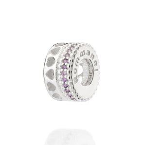 SILVER 925 AMETHYST HEARTLINE CHARM