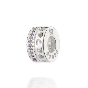 SILVER 925 AMETHYST HEARTLINE CHARM