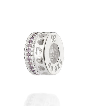 SILVER 925 AMETHYST HEARTLINE CHARM