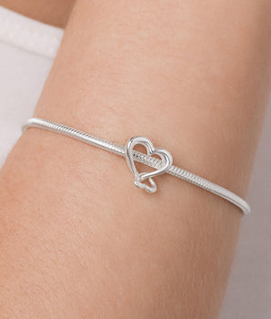 SILVER 925 HOLLOW HEART CHARM