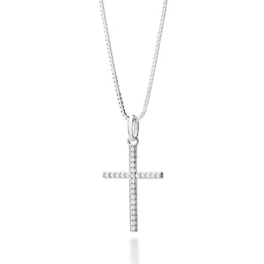 SILVER 925 THIN STUDDED CROSS PENDANT