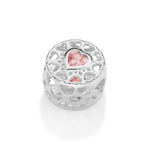 SILVER 925 PINK BEATING HEART CHARM