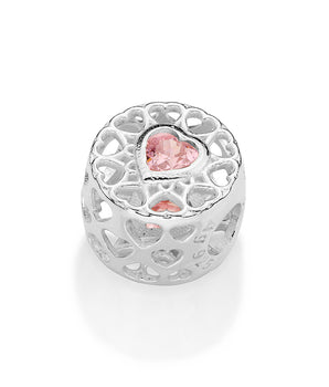 SILVER 925 PINK BEATING HEART CHARM