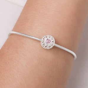 SILVER 925 PINK BEATING HEART CHARM