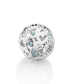 SILVER 925 BLUE BEATING HEART CHARM