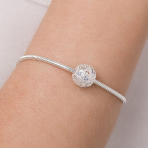 SILVER 925 BLUE BEATING HEART CHARM