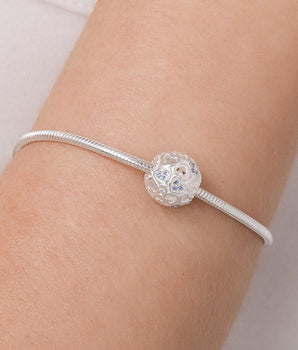 SILVER 925 BLUE BEATING HEART CHARM