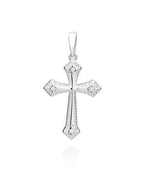 MAXI SOLID 925 SILVER CROSS PENDANT WITH ZIRCONIAS