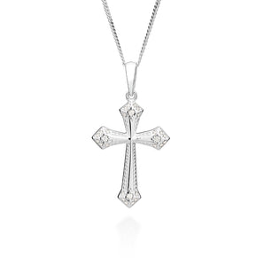 MAXI SOLID 925 SILVER CROSS PENDANT WITH ZIRCONIAS